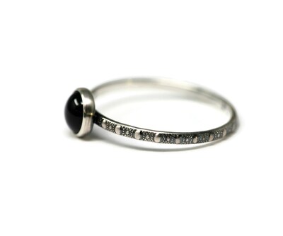 6mm Lab Created Sapphire Skinny Beaded Band Ring - Antique Silver Finish by Salish Sea Inspirations - image3